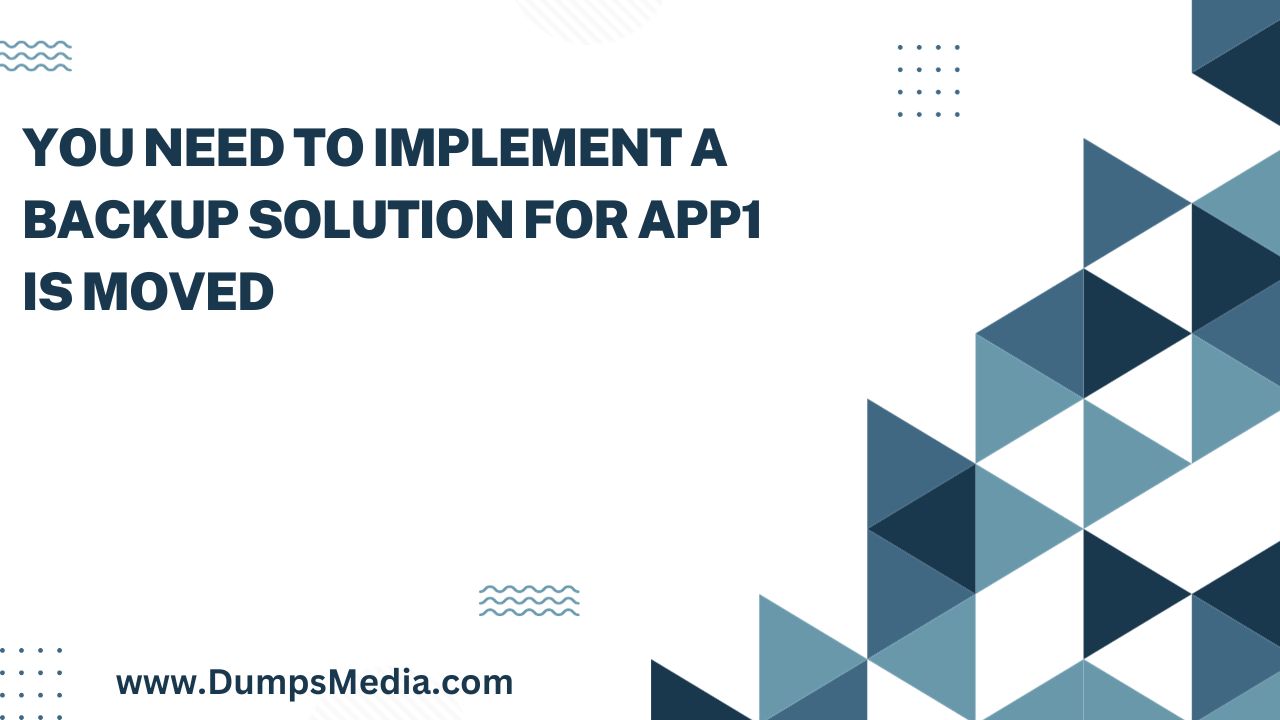 You Need to Implement a Backup Solution for App1